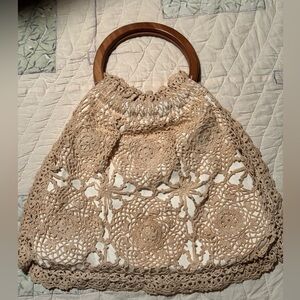 Handcrafted Crochet Beige Tote Bag